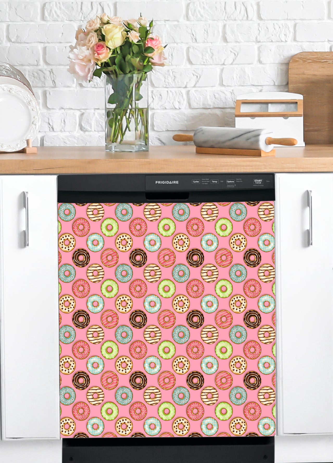 Dishwasher Magnet Cover - Reusable Magnetic Tiles Decal - Pack of 4 Tiles - V020