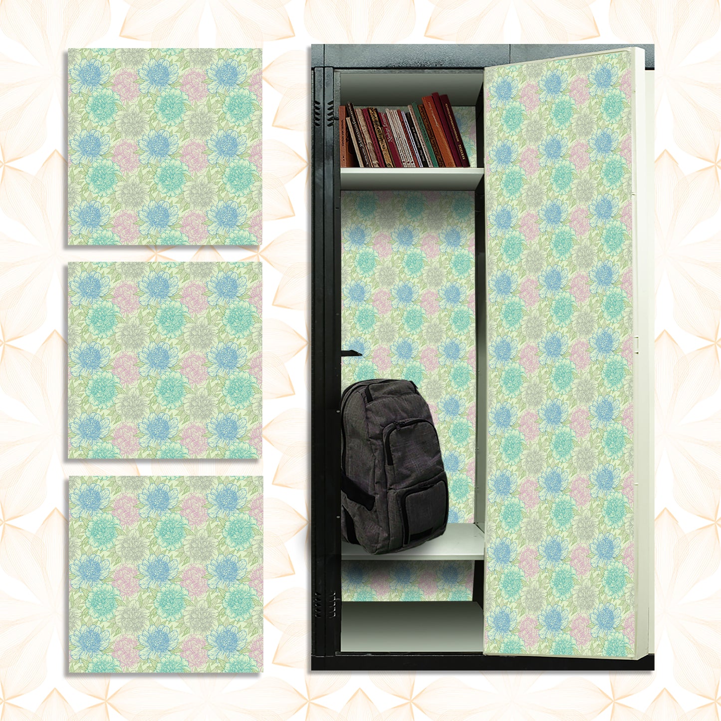 Deluxe School Locker Magnetic Wallpaper  Full Cover Standard Half Lockers Pack of 12 Sheets - (vb16)