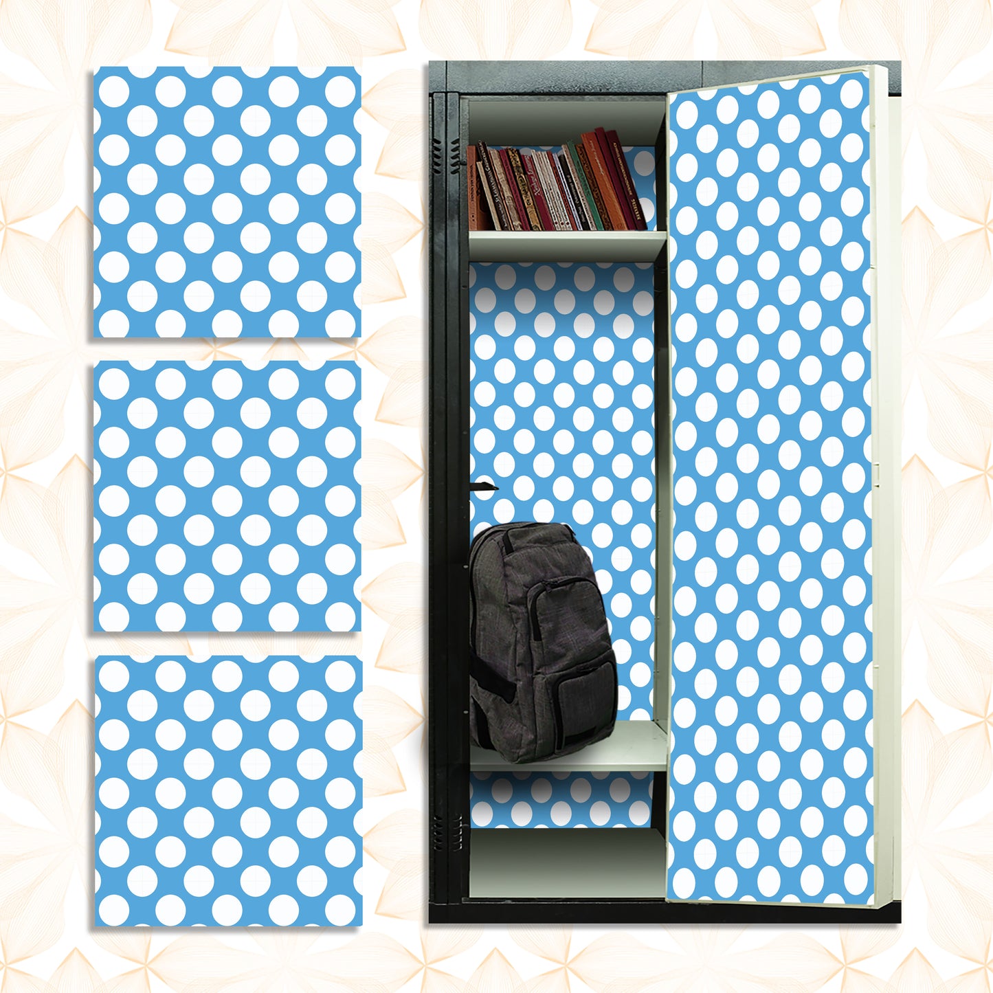 School Locker Magnetic Wallpaper - Pack of 12 Sheets - Polka Dot (vg 003)