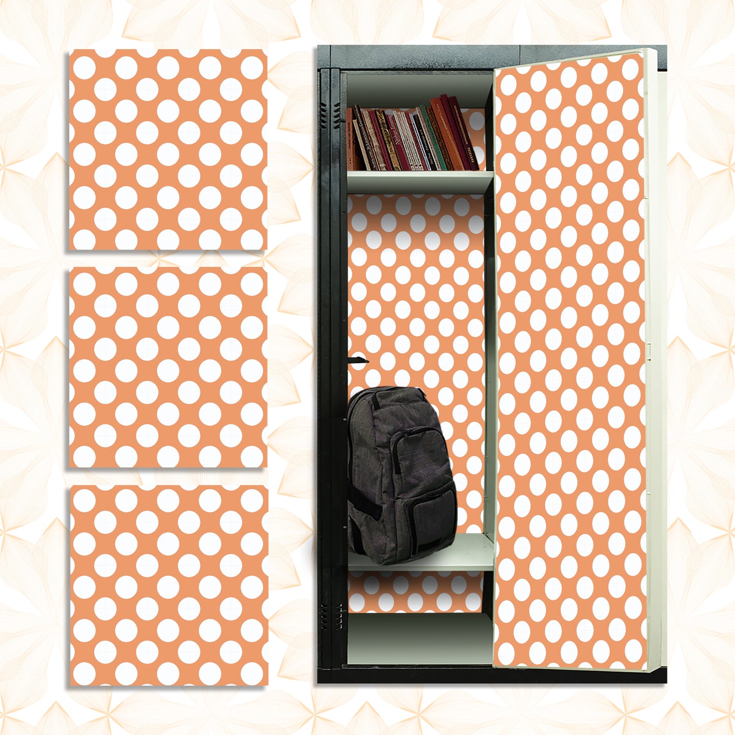 School Locker Magnetic Wallpaper - Pack of 12 Sheets - Polka Dot (vg 005)