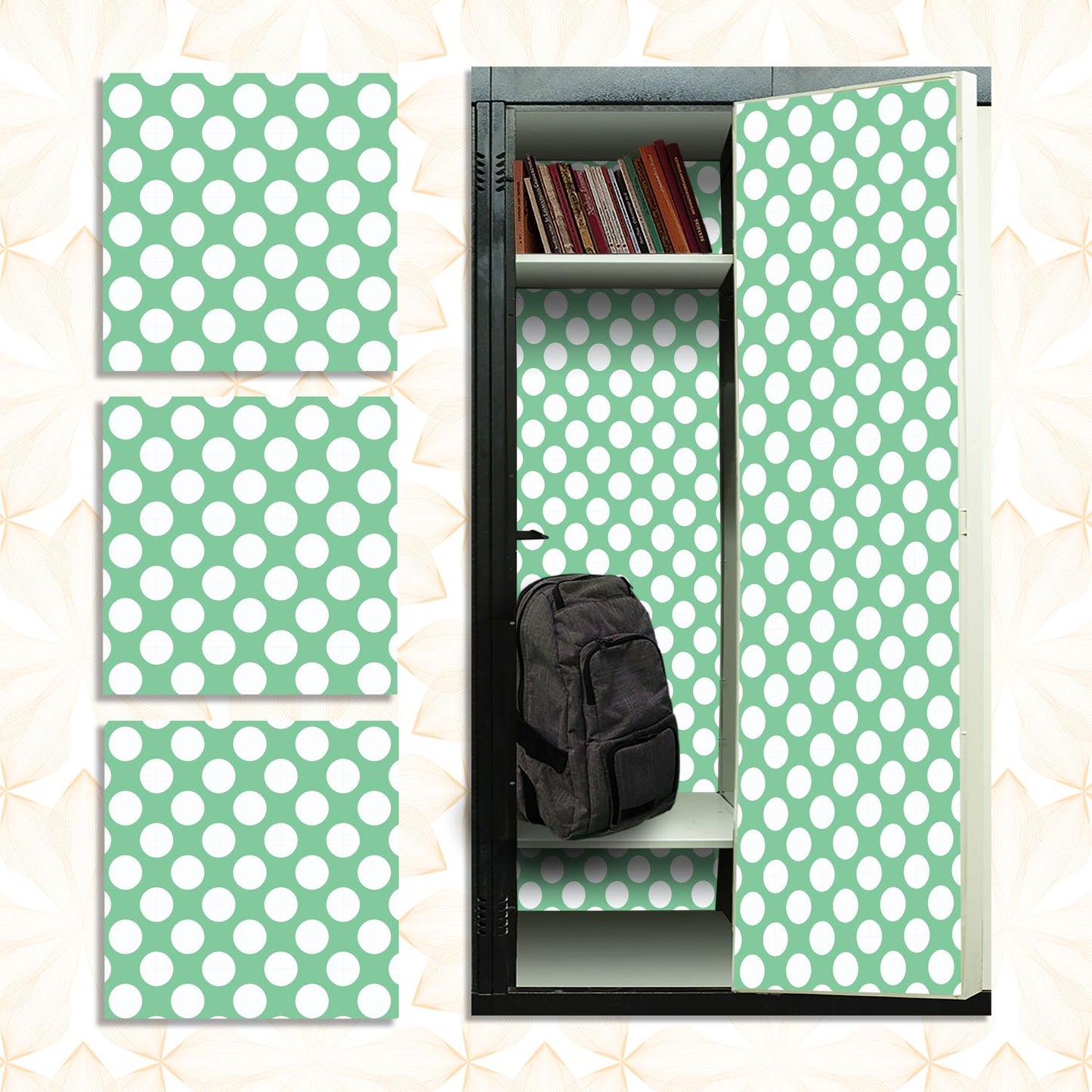 Deluxe School Locker Magnetic Wallpaper - Pack of 3 Sheets - Polka Dot (vg 002)