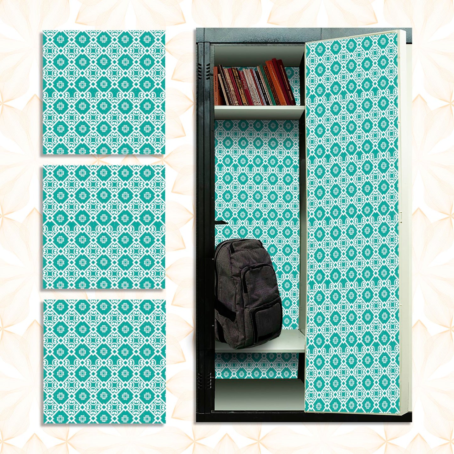 School Locker Magnetic Wallpaper - Pack of 12 Sheets - Geometric (vg 009)