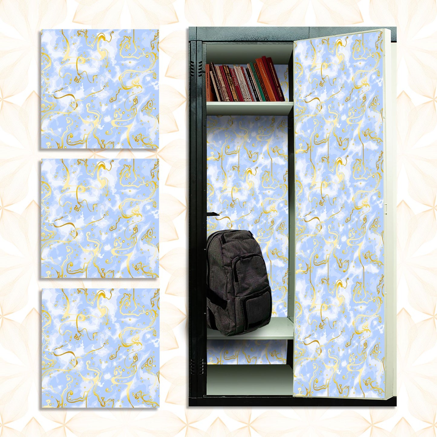 Deluxe School Locker Magnetic Wallpaper - Pack of 3 Sheets - (Marble vg 034)