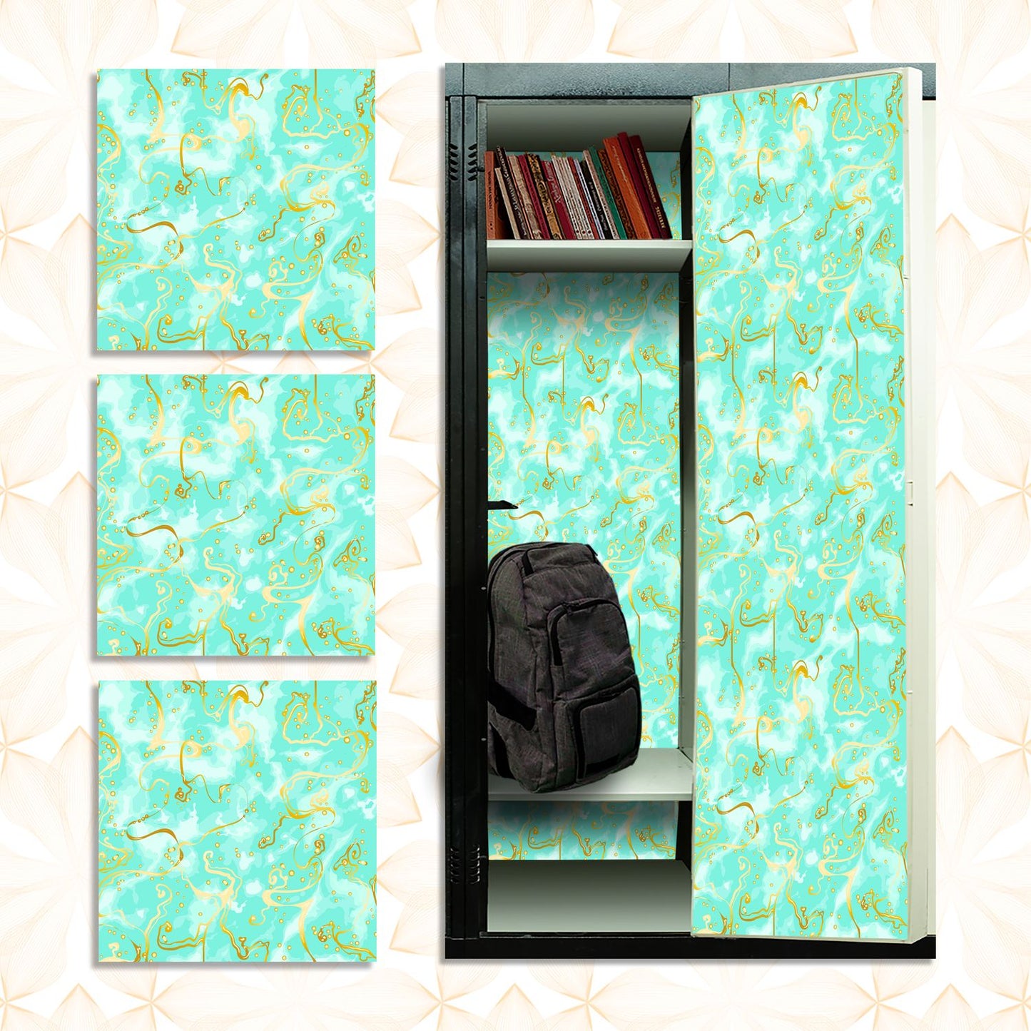 Deluxe School Locker Magnetic Wallpaper (Full sheet Magnetic) - Full Cover Standard Half Lockers - Trimmable, Easy Install, Remove & Reuse - Pack of 12 Sheets - (Marble) (vg 032)