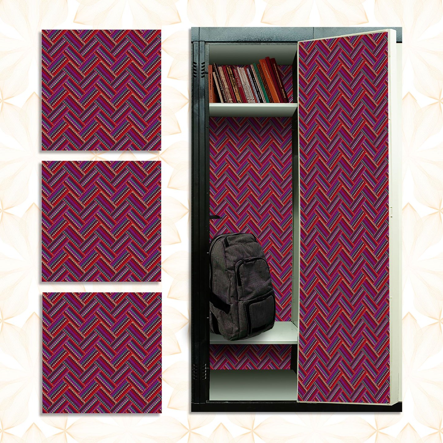 Deluxe School Locker Magnetic Wallpaper (Full sheet Magnetic) - Full Cover Standard Half Lockers - Trimmable, Easy Install, Remove & Reuse - Pack of 12 Sheets - Geometric (vg 020)