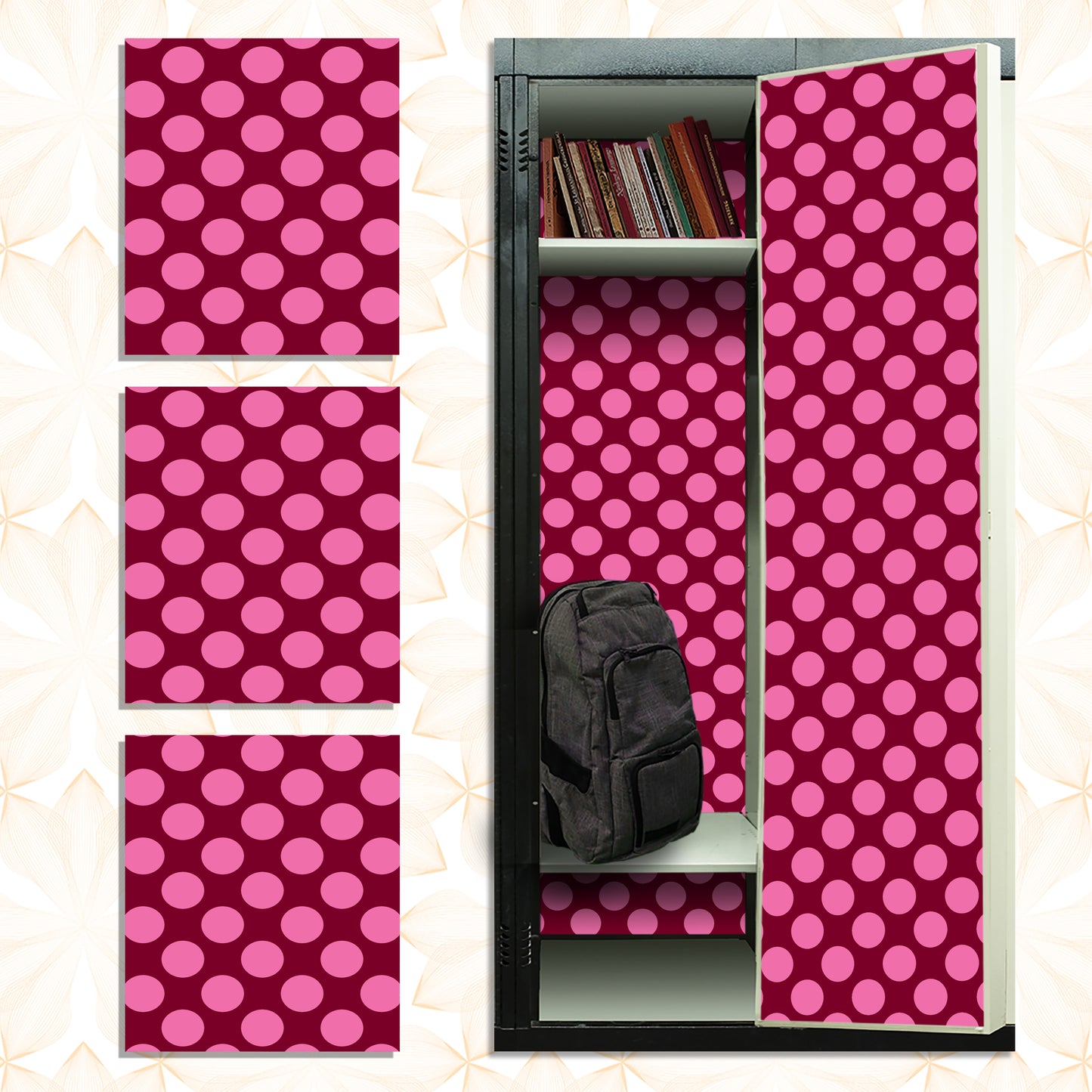 Magnetic Locker Wallpaper - Pack of 3 Sheets - Polka Dot (vg 006)