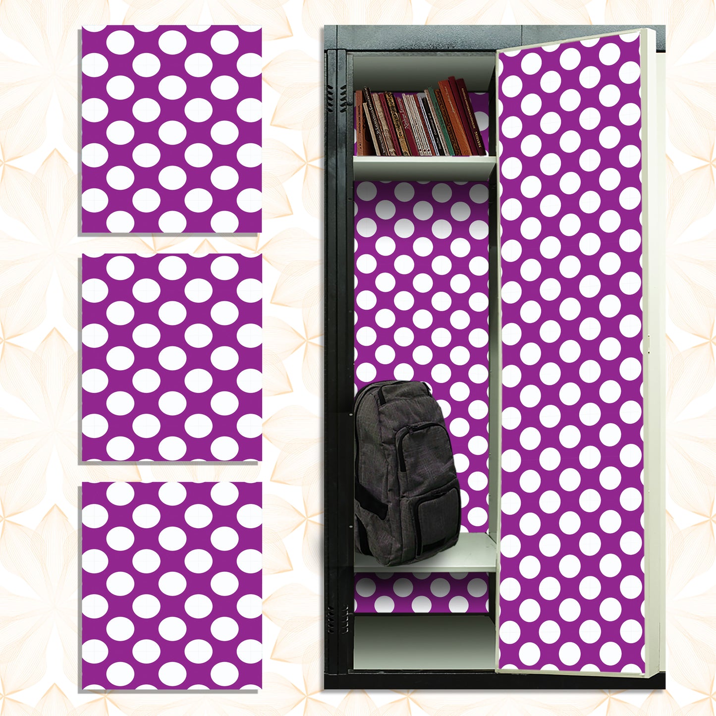 Magnetic Locker Wallpaper - Pack of 3 Sheets - Polka Dot (vg 004)