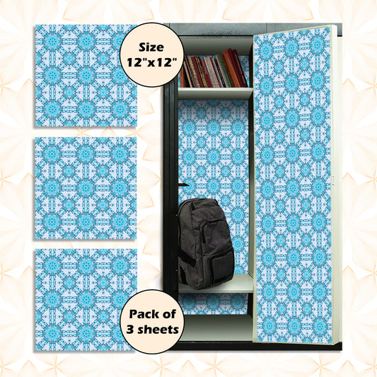 Deluxe School Locker Magnetic Wallpaper (Full sheet Magnetic) - Full Cover Standard Half Lockers - Trimmable, Easy Install, Remove & Reuse - Pack of 12 Sheets - (Geometric Blue vr68)