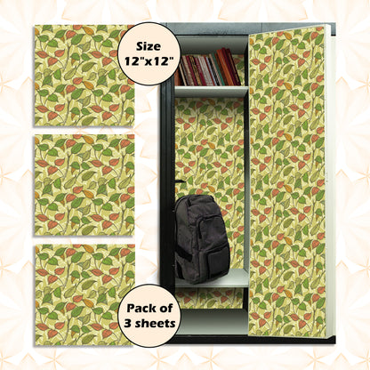 PELICAN INDUSTRIAL Deluxe School Locker Magnetic Wallpaper (Full Sheet Magnetic) - Full Cover Standard Half Lockers Pack of 12 Sheets - (Green Leaves vr50)