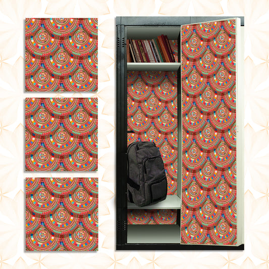 PELICAN INDUSTRIAL Deluxe School Locker Magnetic Wallpaper (Full Sheet Magnetic) - Full Cover Standard Half Lockers Pack of 12 Sheets - (Native Aztec vr35)