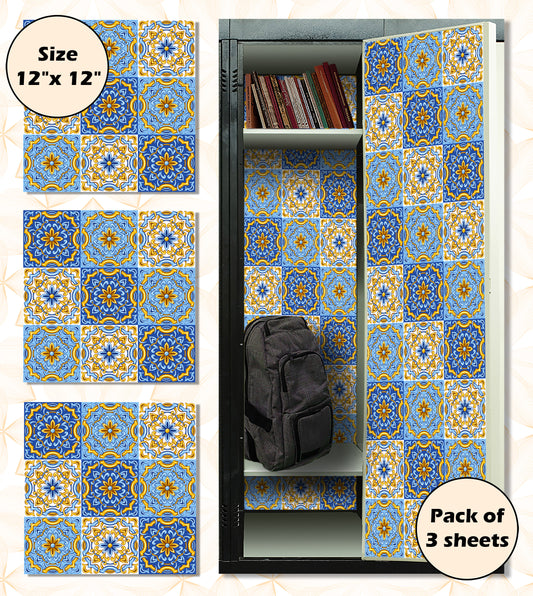 PELICAN INDUSTRIAL Deluxe School Locker Magnetic Wallpaper (Full Sheet Magnetic) - Full Cover Standard Half Lockers Pack of 12 Sheets - (Geometric vr72)