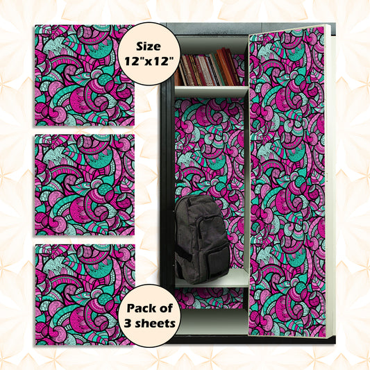 Deluxe School Locker Magnetic Wallpaper (Full sheet Magnetic) - Full Cover Standard Half Lockers - Trimmable, Easy Install, Remove & Reuse - Pack of 12 Sheets - (Bright Floral vr42)