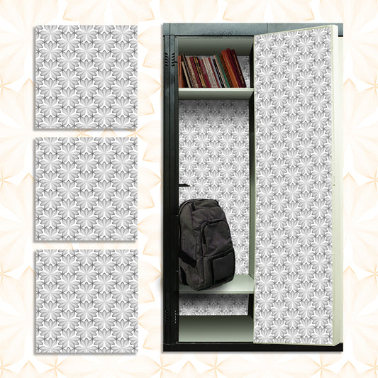 Deluxe School Locker Magnetic Wallpaper Full Cover Standard Half Lockers Pack of 12 Sheets - (Black and White Flowers vr28)