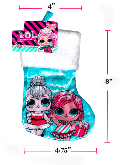 L.O.L Surprise & Frozen Mini Size 8" Printed Satin Christmas Stocking Plush Cuff