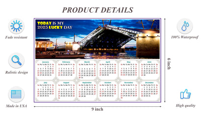 2025 Peel & Stick Calendar - Today is my Lucky Day - Removable - Night shooting (9"x 6")