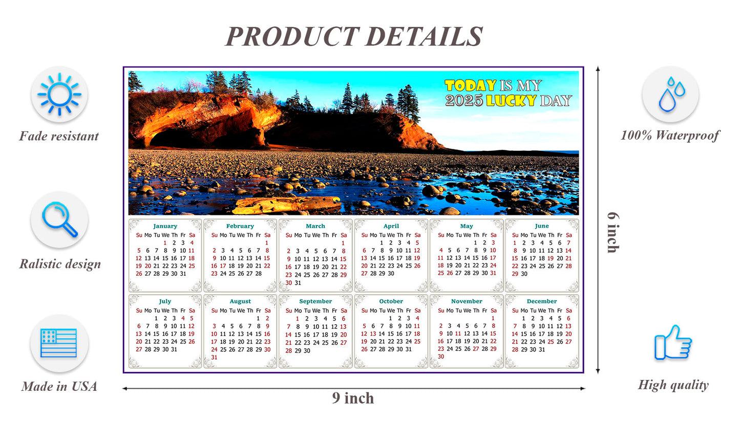 2025 Peel & Stick Calendar - Today is my Lucky Day - Removable - Shepholdy bay (9"x 6")