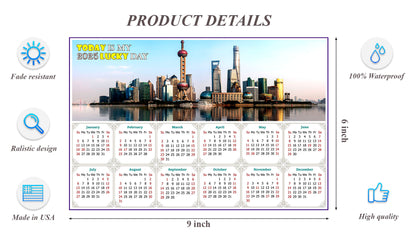 2025 Peel & Stick Calendar - Today is my Lucky Day - Removable - Shanghai (9"x 6")