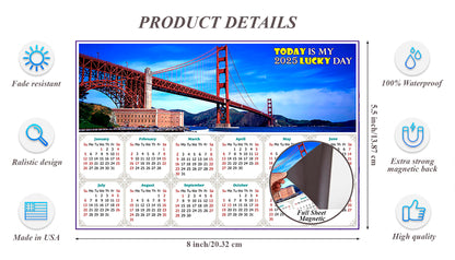 2025 Magnetic Calendar - Calendar Magnets - Today is My Lucky Day - Golden Gate Bridge