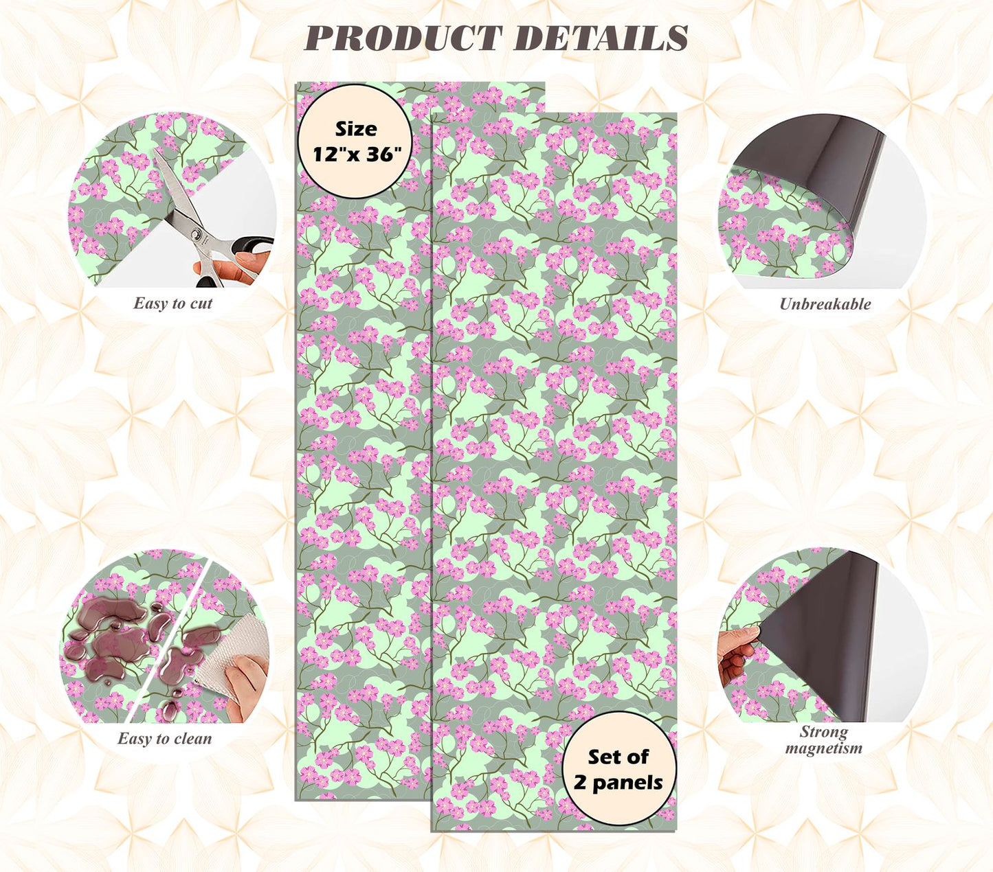 Magnetic Locker Wallpaper - Pack of 2 Rolls - (Flowers) (vg 031)