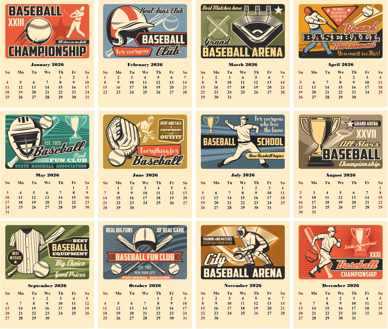 2025-2026 CD-Style Desk Calendar 18 Months Calendar (Baseball)