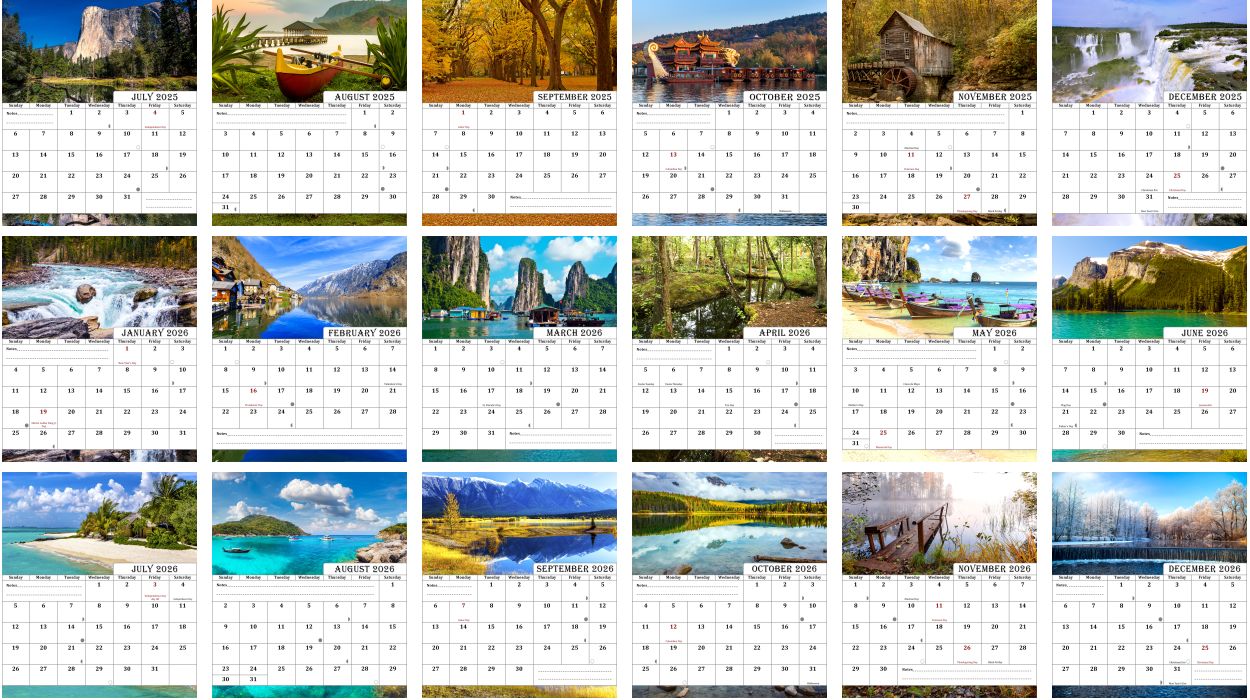 2025-2026 CD-Style Desk Calendar 18 Months Calendar (Outdoors)