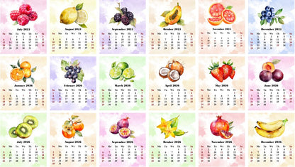 2025-2026 CD-Style Desk Calendar 18 Months Calendar (Fruits & Berrier)