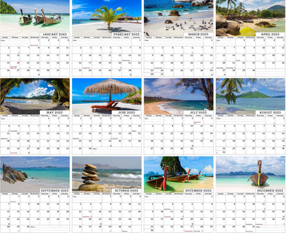 2025 CD-Style Desk Calendar 12 Months Calendar / Planner / Desk Calendar With CD Case Stand, Office Decor, Christmas Gifts (Beaches)