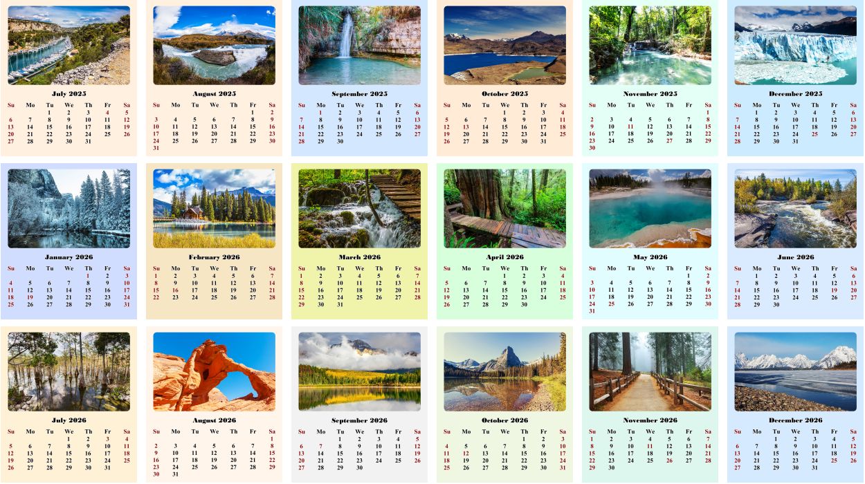 2025-2026 CD-Style Desk Calendar 18 Months Calendar (National Parks)