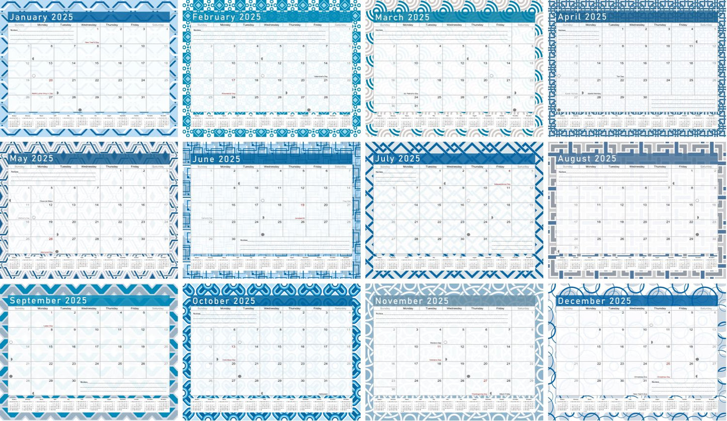 2024 - 2025 Student Calendar/Planner for 3-Ring Binder, Desk, or Wall - v004