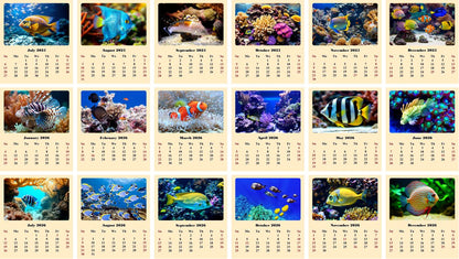 2025-2026 CD-Style Desk Calendar 18 Months Calendar (Tropical Fishes)