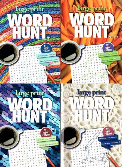 Large Print Word Hunt - All New Puzzles - Vol.141 -144