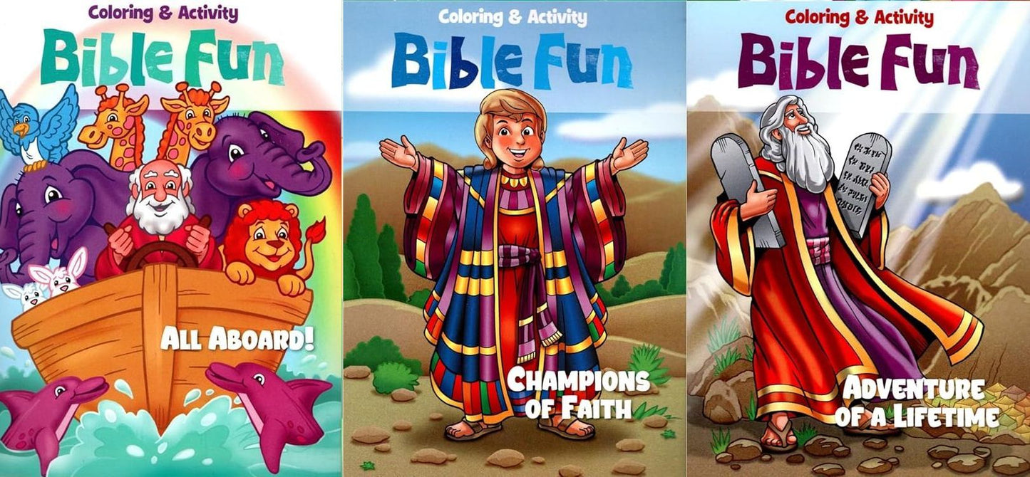 Bible Fun - Read and Color - Coloring & Activity Book - (Set of 3) v7