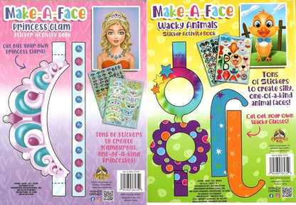 Make-A-Face - Wacky Animals and Princess Glam - Stickers Includes - Sticker Book