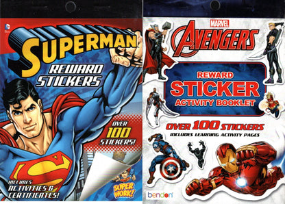 Marvel AVENGERS & SUPERMAN - Reward Sticker Activity Coloring Booklet (Set of 2)