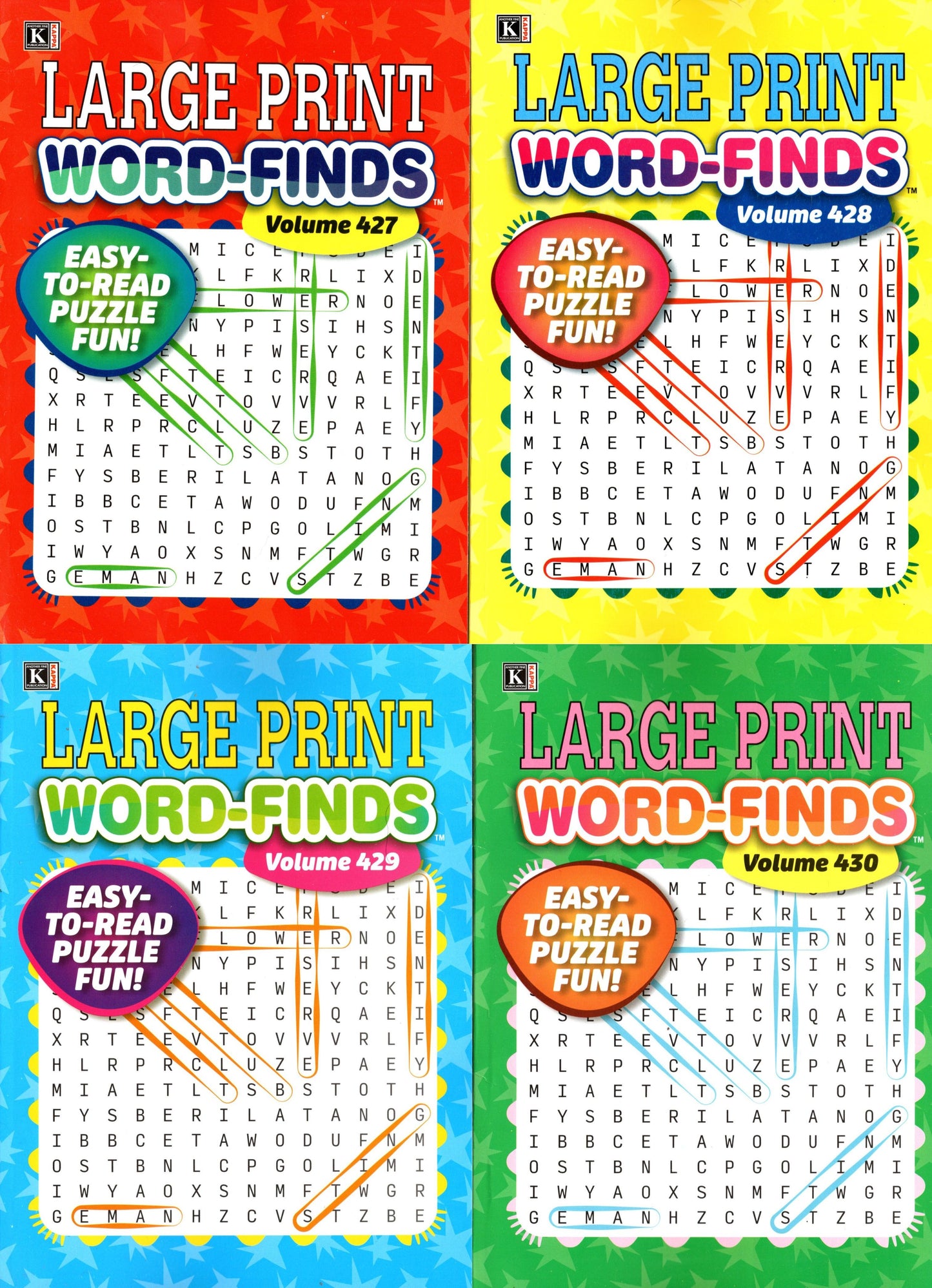 Large Print Word - Finds, Easy-To-Read Puzzle Fun! (All New Puzzles) - Vol.427 - 430