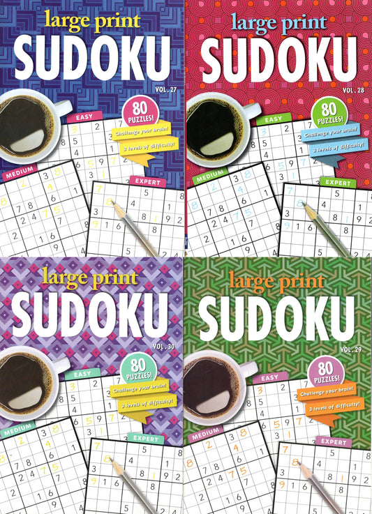 Large Print Sudoku Puzzle - Easy - Medium - Expert - All New Puzzles - Vol.29 - 30