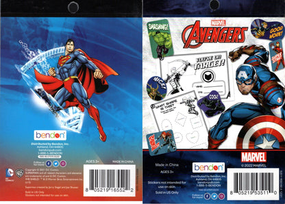 Marvel AVENGERS & SUPERMAN - Reward Sticker Activity Coloring Booklet (Set of 2)