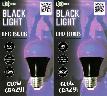 LEDeez UV Black Light LED Bulb 6 W (40W) Glow Crazy LED Light Bulb NEW Set of 2