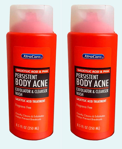 Persistent Body Acne Exfoliator & Cleanser Body Wash Fragrance Free 8.5 oz Set of 2 Pack