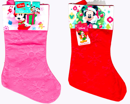 Minnie and Mickey Mouse Kids Felt Holiday Stocking Home Decor (Set of 2)