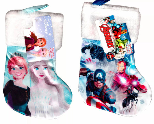 Avengers & Frozen - (Mini Size) 8" Printed Satin Christmas Stocking Plush Cuff