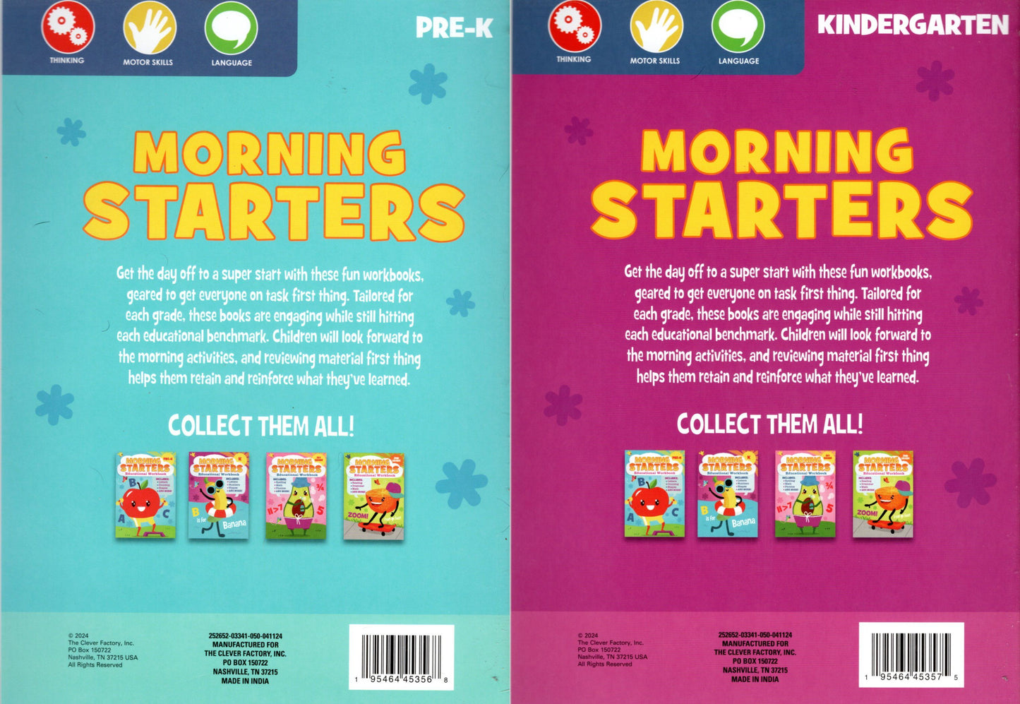 PRE-K & Kindergarten - Morning Starters Educational Workbooks (Set of 2) v20