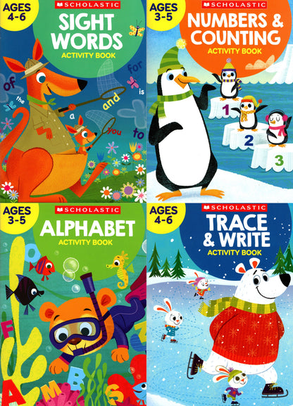 Scholastic - Sight Words, Trace & Write, Alphabet, Number & Counting - Workbooks