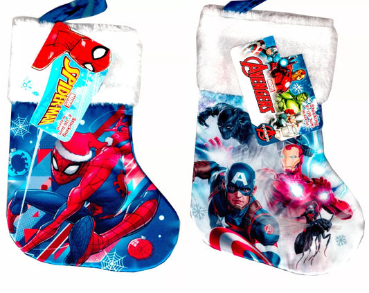 Avengers & Spider - (Mini Size) 8" Printed Satin Christmas Stocking Plush Cuff