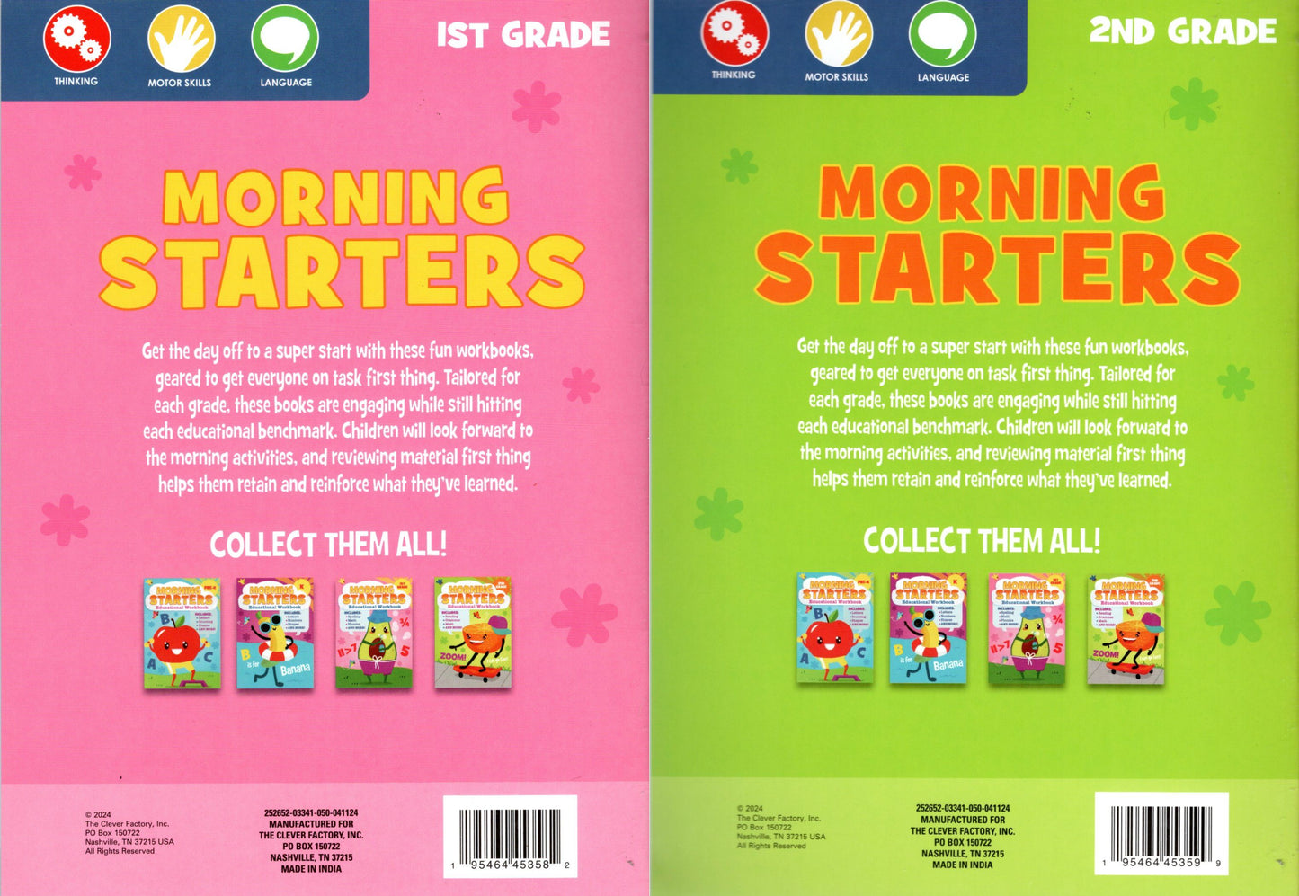 First Grade & Second Grade - Morning Starters Educational Workbooks (Set of 2 Books) - v20