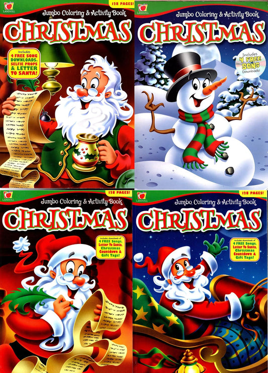 Christmas Holiday - Jumbo Coloring & Activity Book (Set of 4 Books)