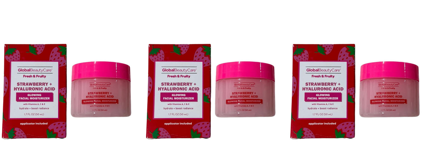 Strawberry and Hyaluronic Acid Glowing Facial Moisturizer (Set of 3 Pack)