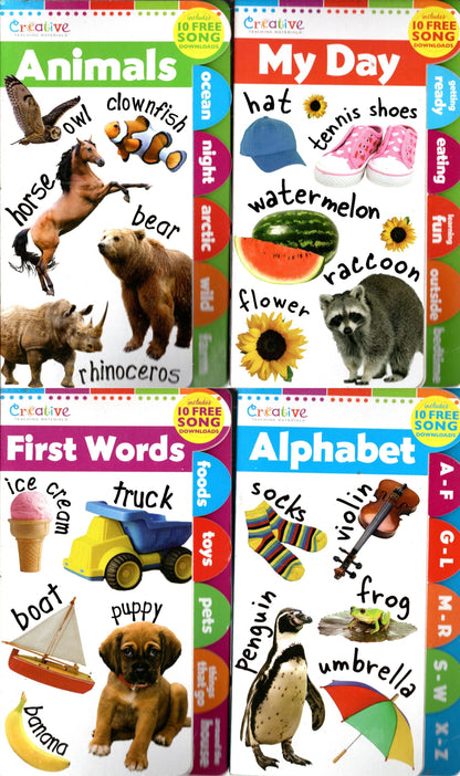 Educational Workbooks - Animals, My Day, Alphabet, First Words (Set of 4)