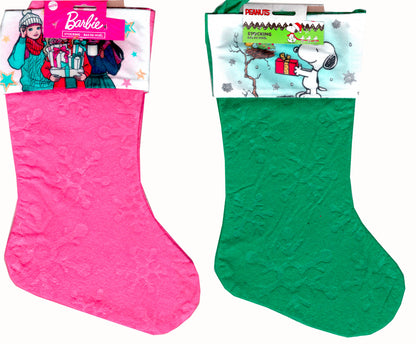 Peanuts & Barbie - Kids Felt Holiday Stocking Home Decor (Set of 2)