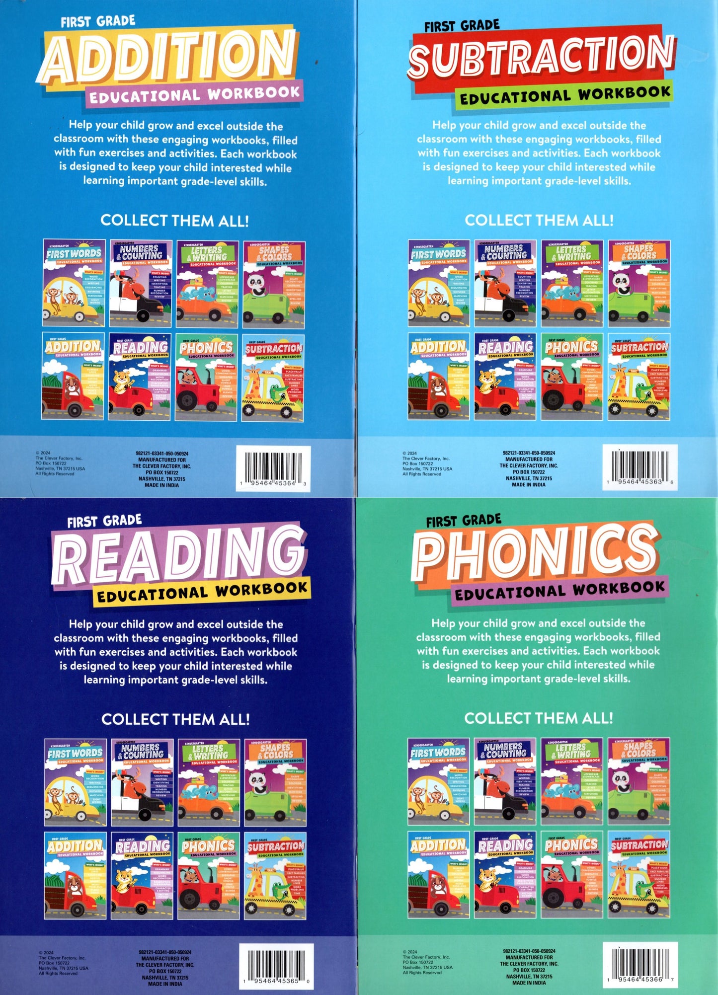 First Grade Educational Workbooks - Good Grades - Set of 4 Books - v11